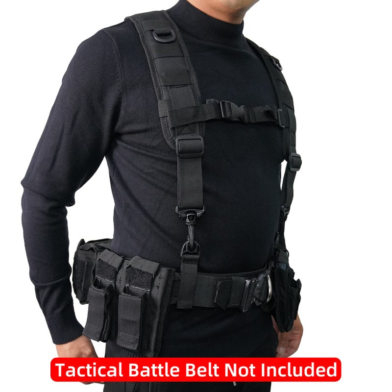 MELOTOUGH Tactical Outdoor H-Harness Duty Belt Suspenders Black (Battle Belt not Included) - Image 4